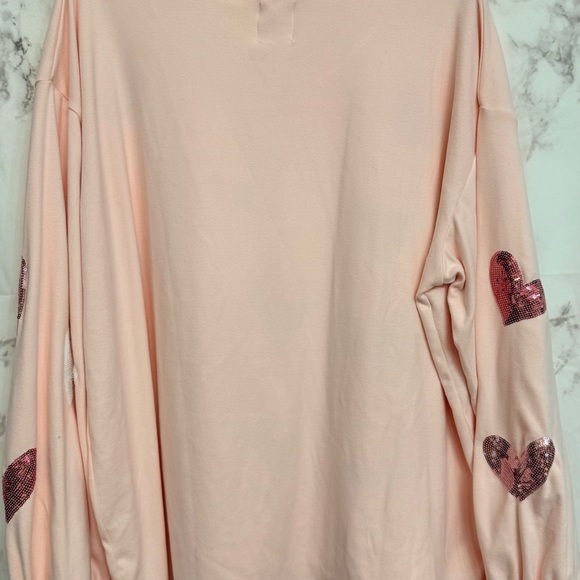 Marley Lilly Pink Sequin Heart Long Sleeve Top - Picture 2 of 6
